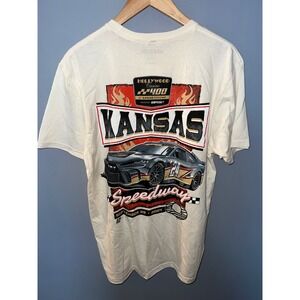 NASCAR‎ Kansas Speedway Hollywood Casino 400 2024 T-Shirt Mens Medium Cream NEW